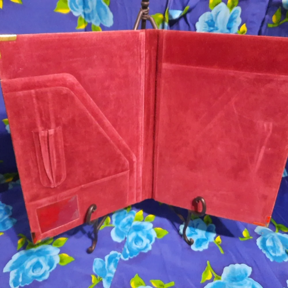 Vtg Amiet Notebook Holder Burgundy Eel Skin Hard Side Leather Inner Gorgeous